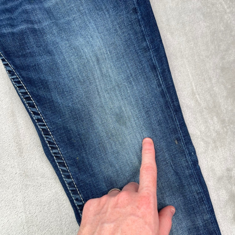 BKE Jake Straight Jeans Mens 29x34 Blue Wash Embroidered Coolmax Performance - Picture 4 of 16
